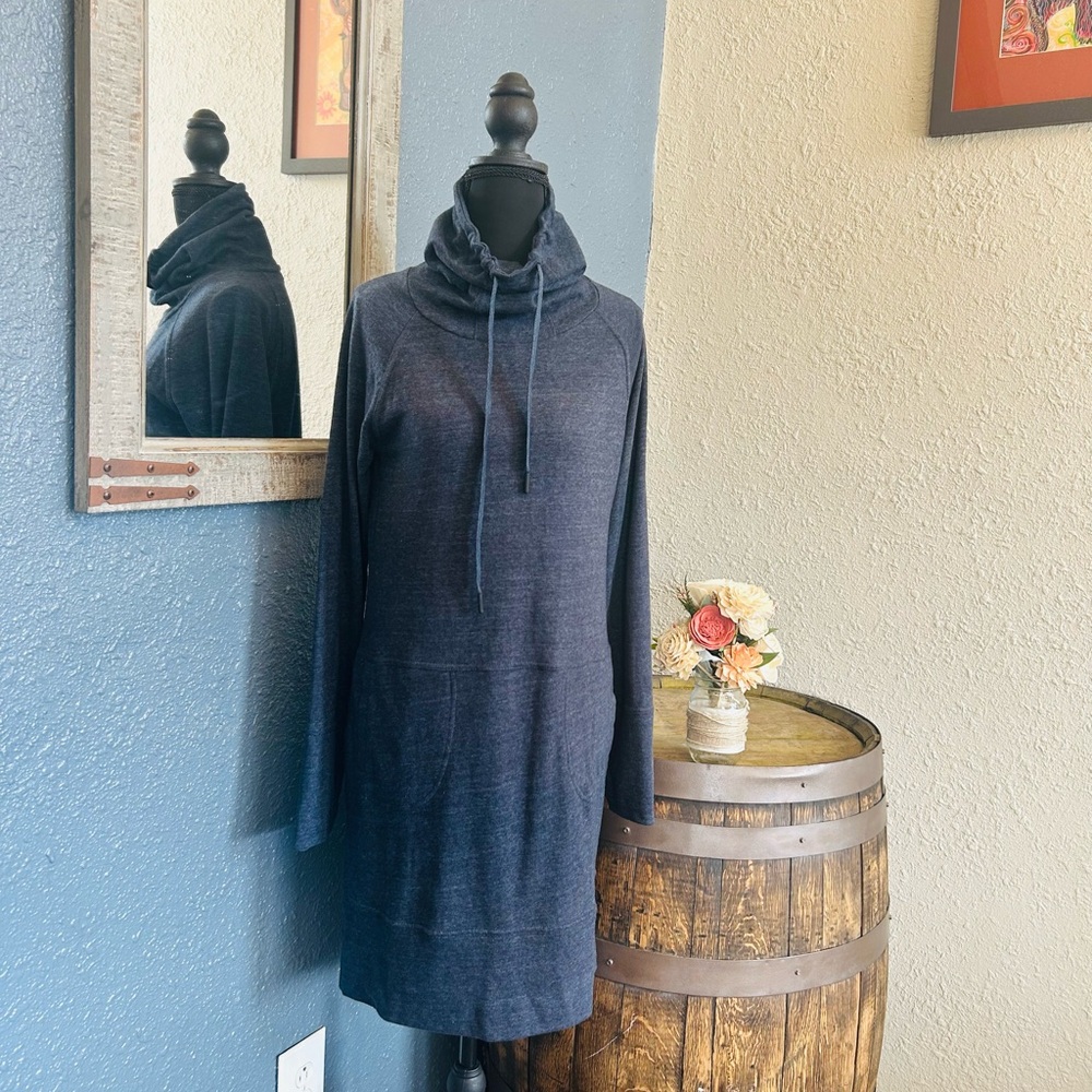 Prana Navy Long-Sleeve Cowl Neck Dress
